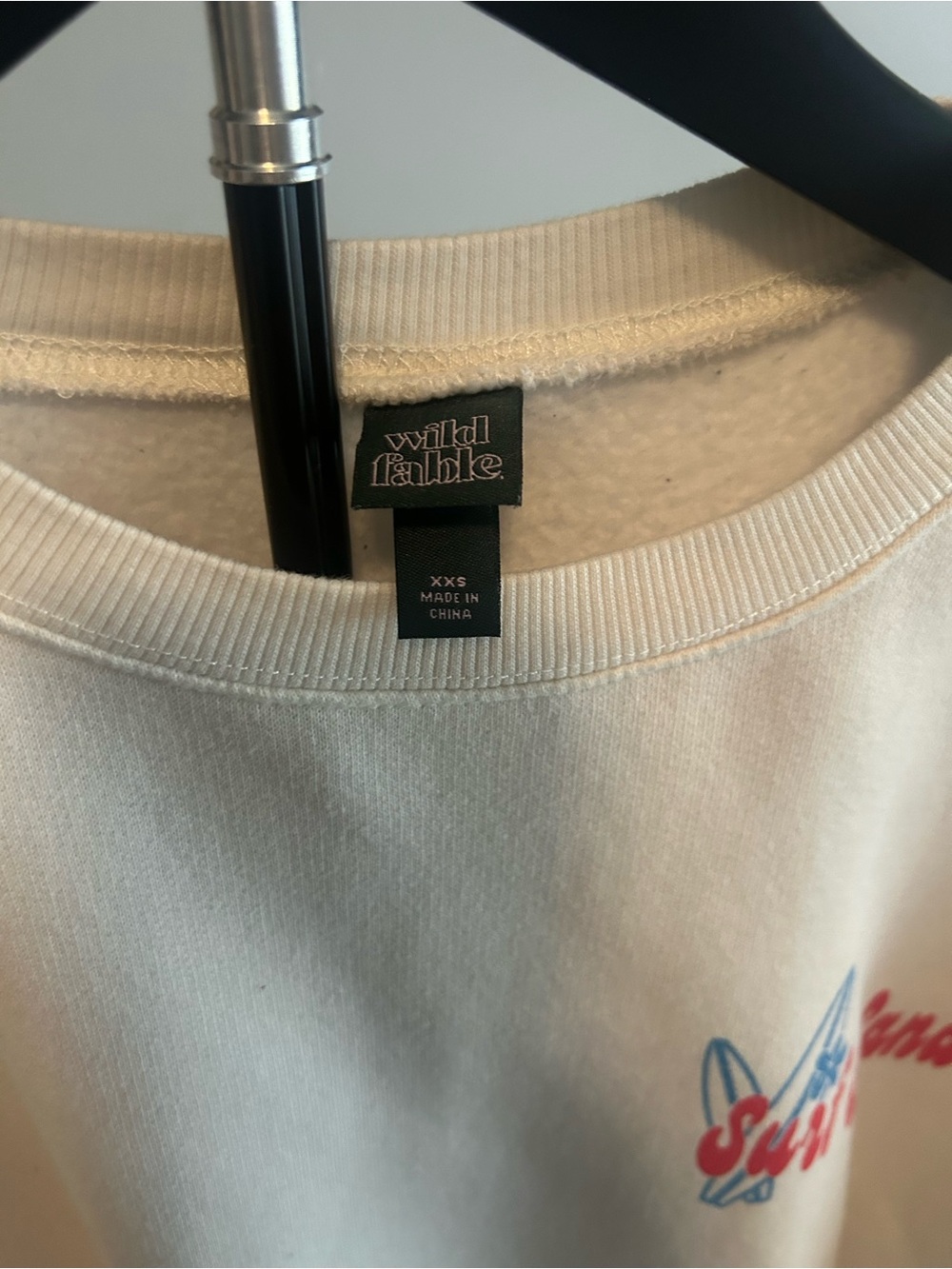 wild fable oversized Cream Crewneck with Red Script Logo and Blue Surf Graphic - Picture 3 of 3
